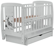 Дитяче ліжечко Дубик-М Жирафка White 120х60 см, Бук (маятник, ящик, відкидний бік)